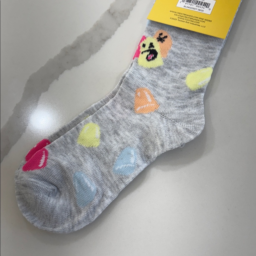 Tootsie DOTS Candy Kids Socks Gray Colorful Gumdrop‎ Pattern Size 9–3.5 NWT - Picture 4 of 6